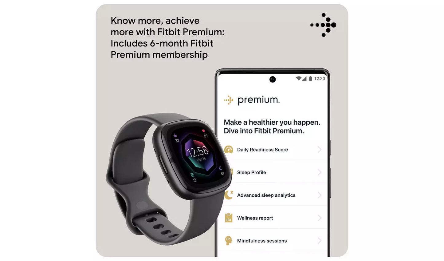 Fitbit Sense 2 Smart Watch – Lunar White/Platinum (New) Google