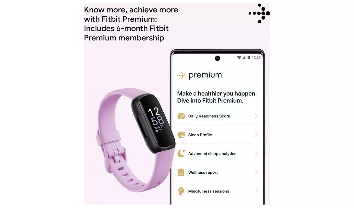 Fitbit Inspire 3 Fitness Tracker – Lilac (New) Google