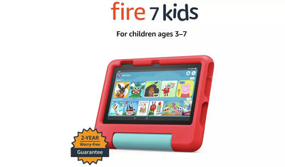 Amazon Fire 7 Kids – 7" Tablet, 16GB, Red – Designed for Ages 3–7, (New) - Funkifone