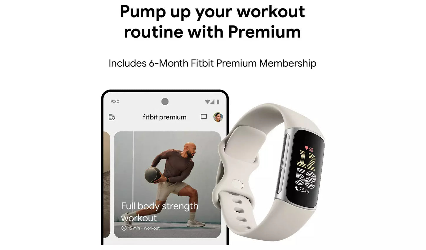 Fitbit Charge 6 Fitness Tracker – Porcelain (New) Google