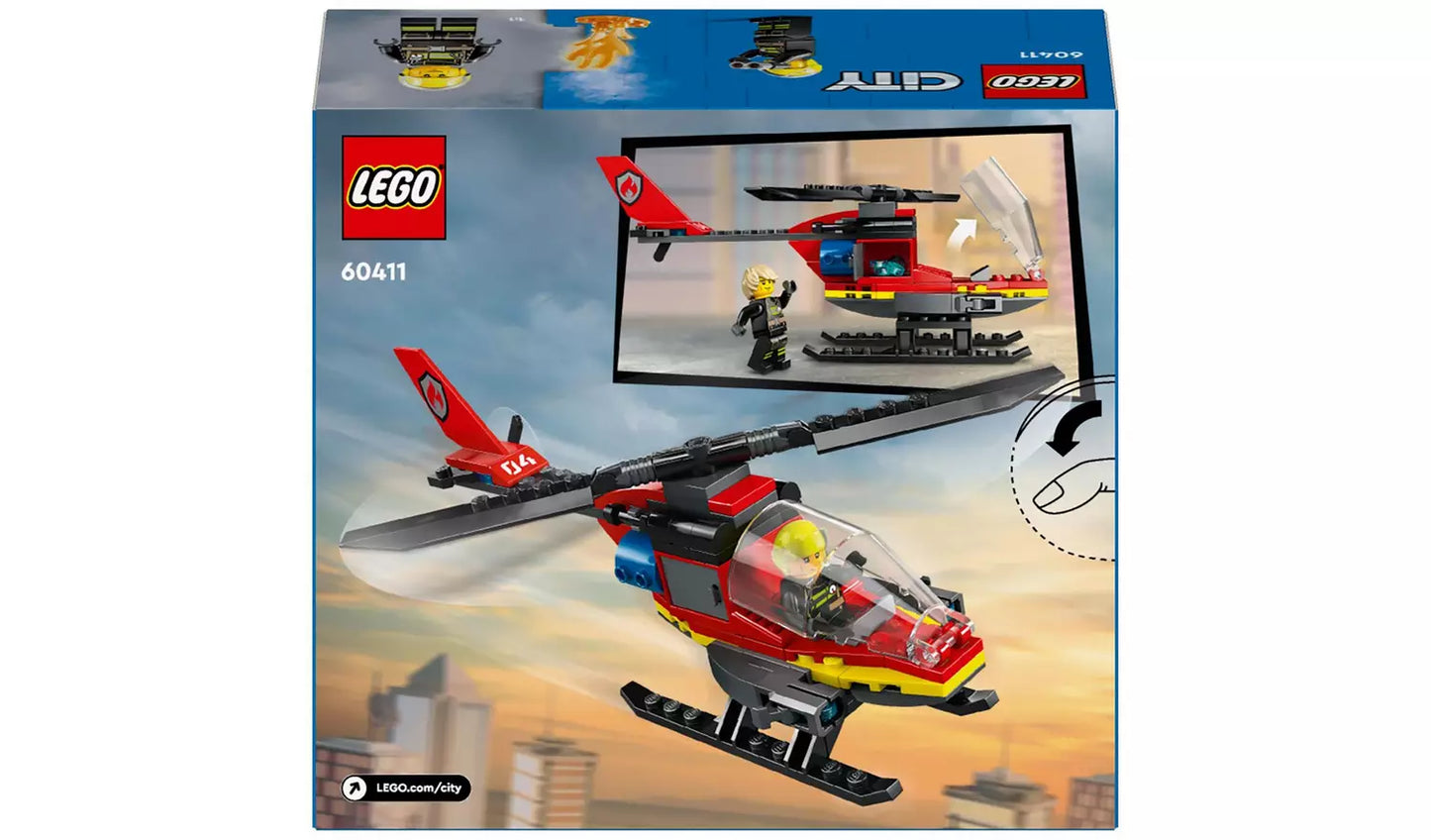 LEGO City Fire Rescue Helicopter Toy Vehicle Set | Ages 5+ | Model 60411 | New LEGO