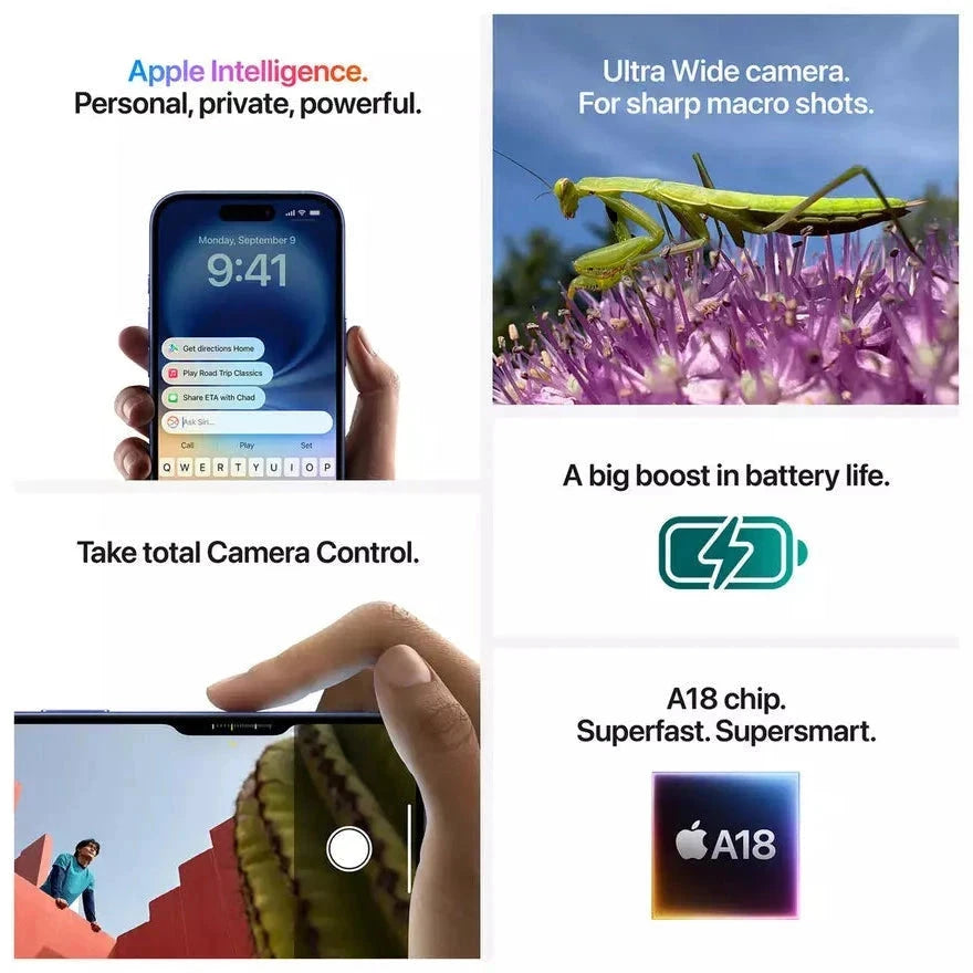 Apple iPhone 16 5G AI Mobile 128GB - All Colours (Refurbished) Apple