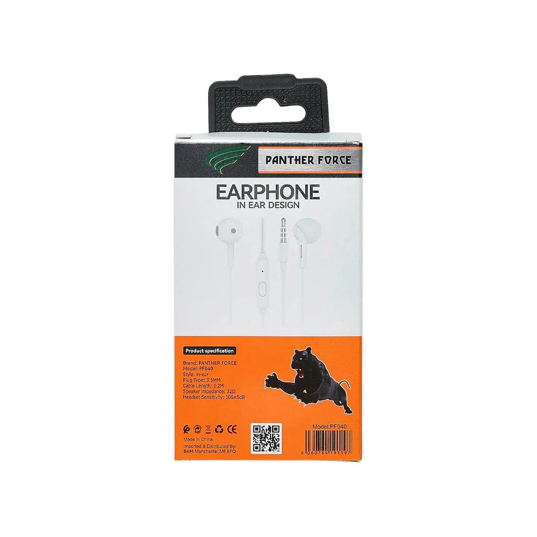 PANTHER FORCE STEREO WIRED HEADPHONES WHITE- PF40 Panther Force