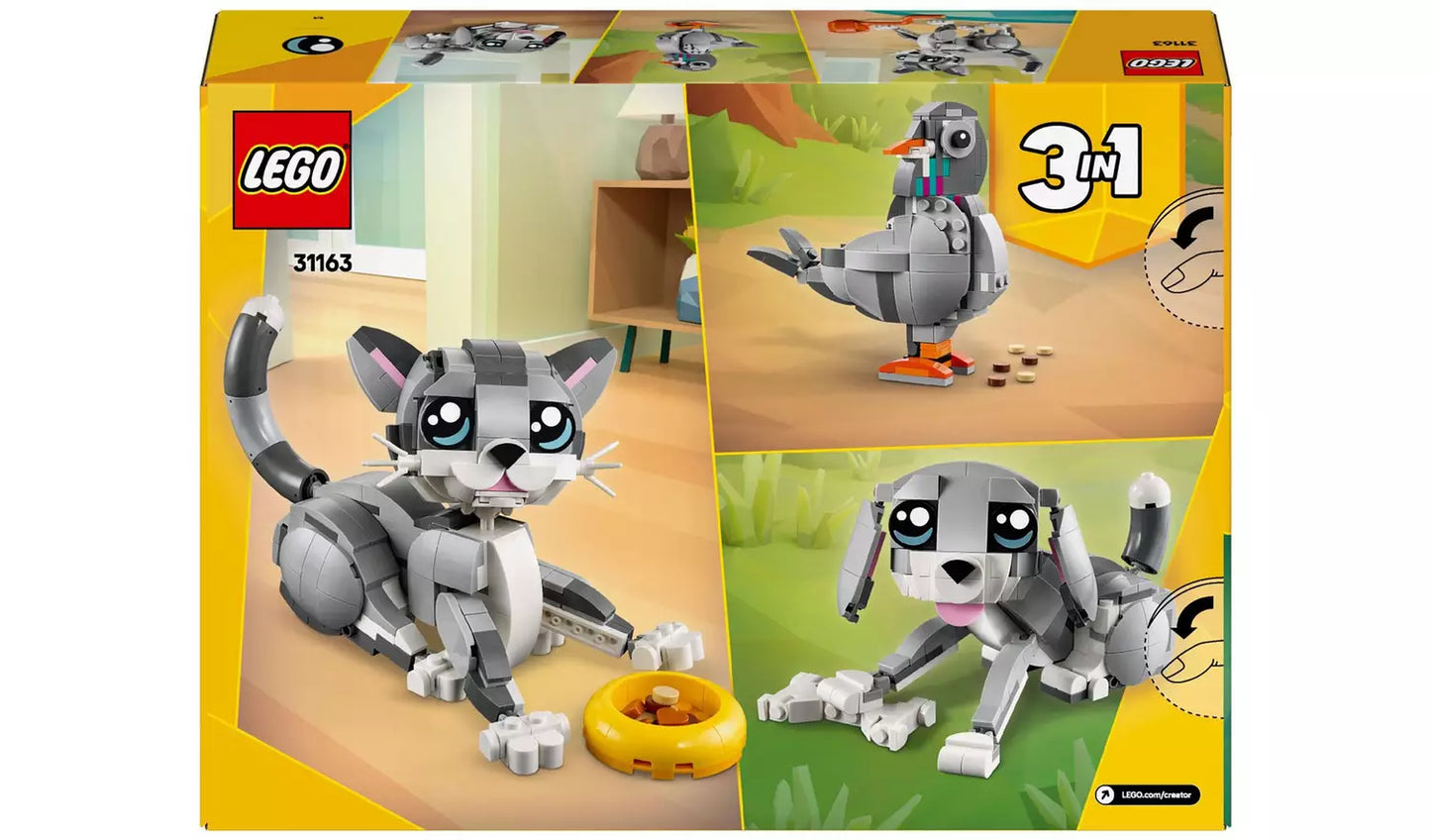 LEGO Creator 3in1 Playful Cat Figure Toy Animal Set | Ages 8+ | Model 31163 | New LEGO