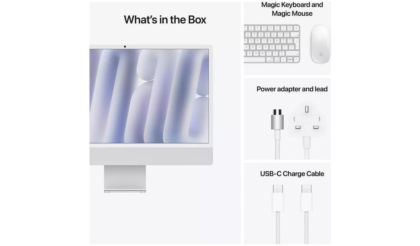 Apple iMac 24″ (2024) M4 10 Core All In One – 16GB, 512GB, Silver (New) Apple