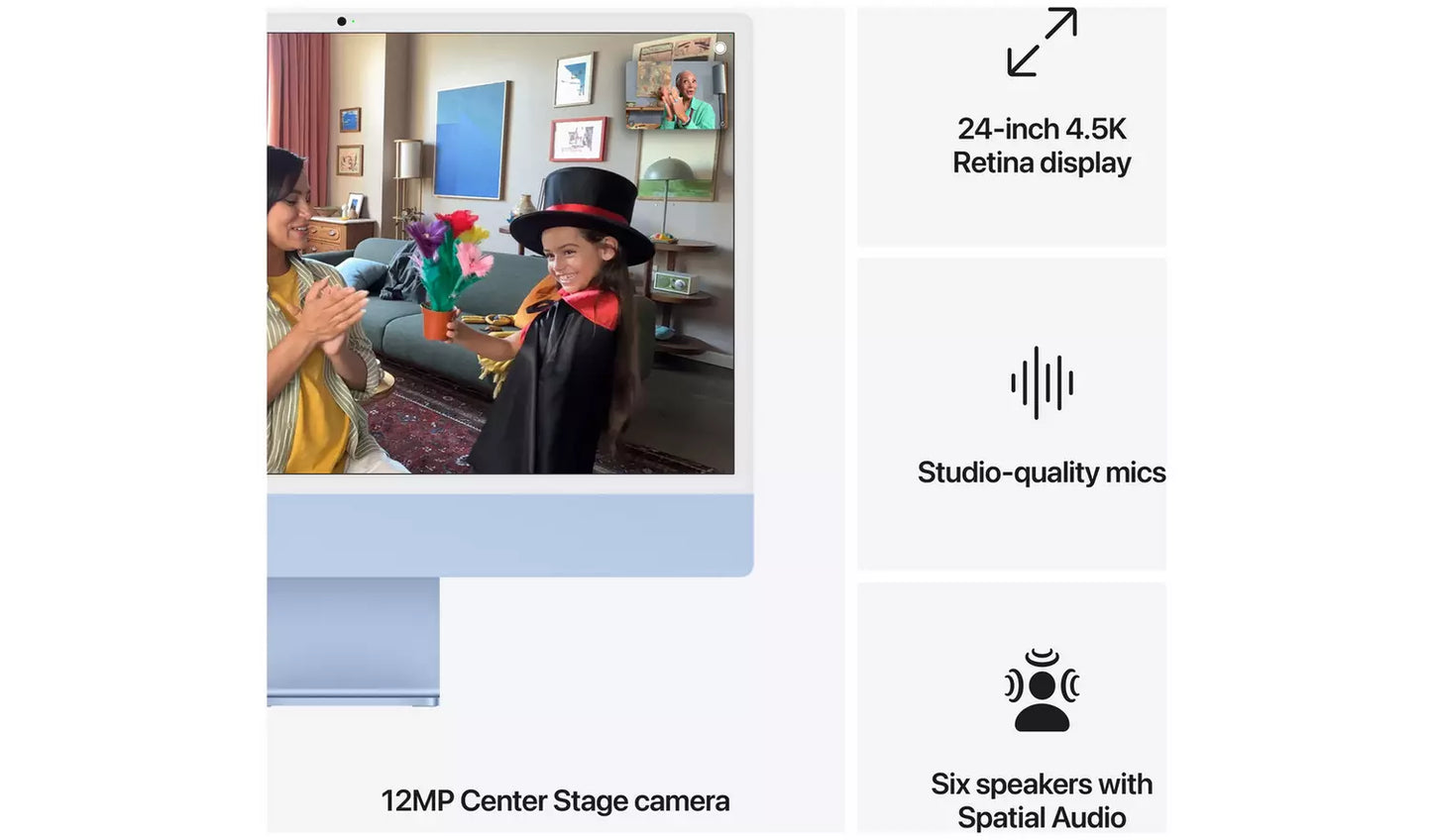 Apple iMac 24″ (2024) M4 10 Core All‑in‑One – 16GB, 256GB, Blue (New) Apple