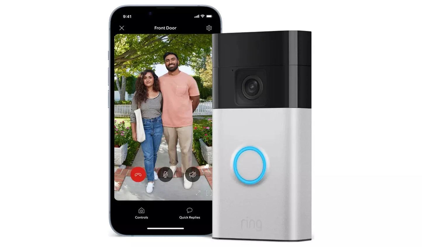 Ring Video Doorbell Pro (Battery-Powered) with Chime – Satin Nickel Ring