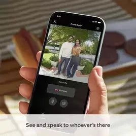 Ring Video Doorbell (Battery-Powered) with Chime – Satin Nickel Ring