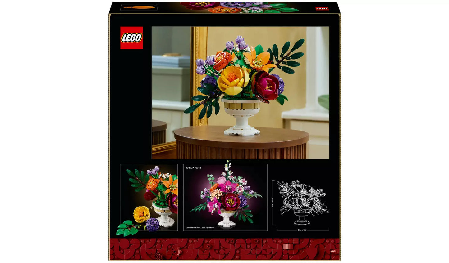 LEGO Botanicals Flower Arrangement Home Decor Set for Adults | Ages 18+ | Model 10345 | NEW LEGO