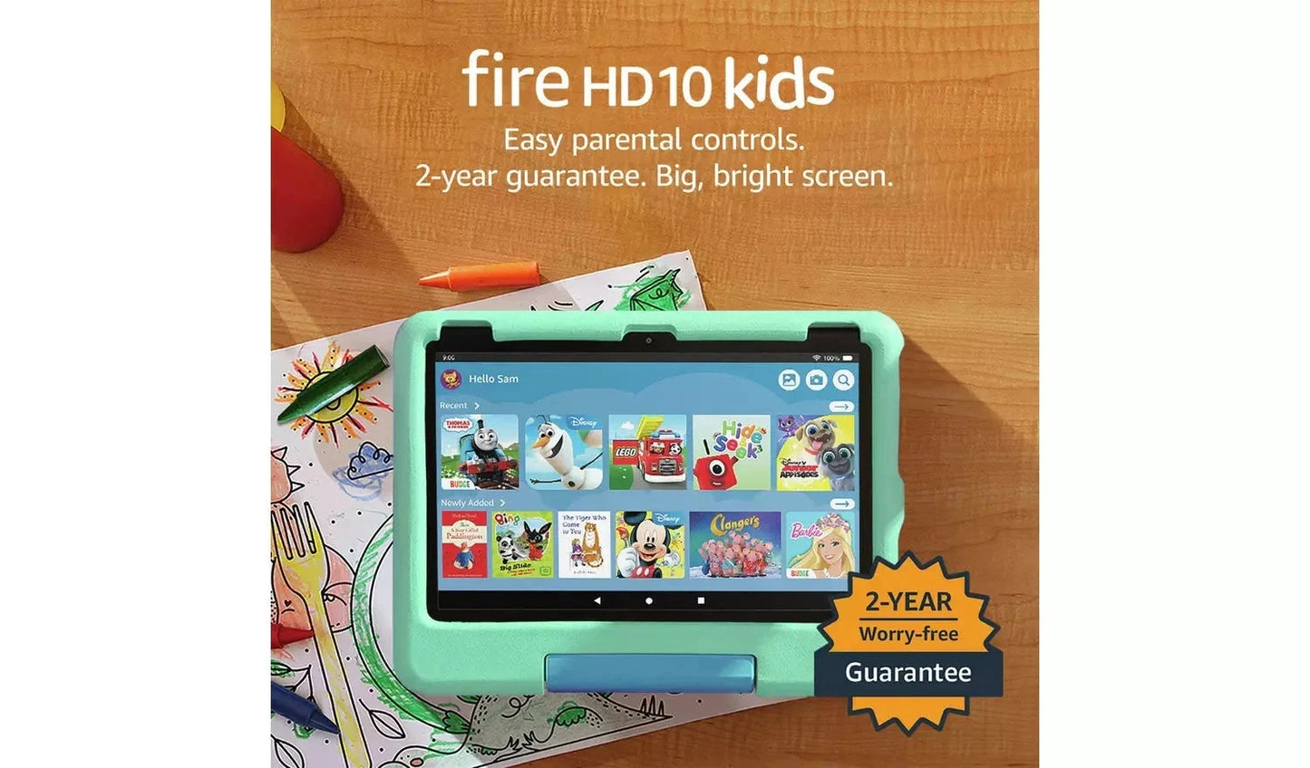 Amazon Fire HD 10 Kids (2023 Release) – 10.1" Tablet, 32GB, Green – Designed for Ages 3–7, (New) Amazon