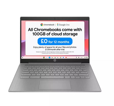 HP 14a-ne1000na – 14" Chromebook, Intel Celeron, 4GB RAM, 64GB eMMC, Grey (New) Hp