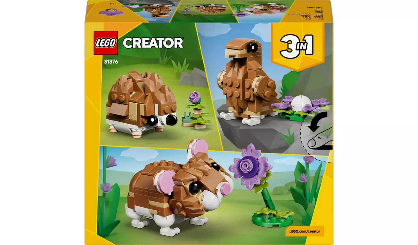 LEGO Creator 3in1 Cute Hamster with a Flower Toy – Model 31376 | Ages 7+ | 166 Pieces | New LEGO