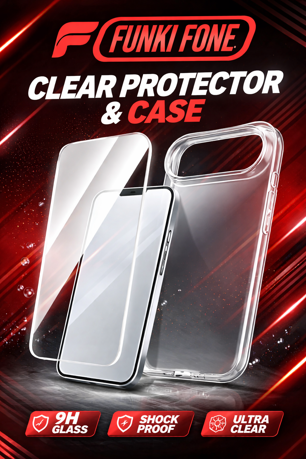 Funki Bundle Clear Case + Tempered Glass for iPhone Air Funki Fone