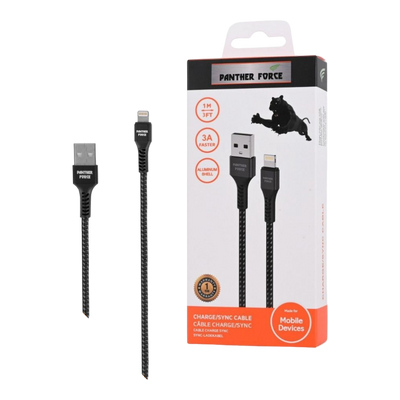 PF12- Panther Force 3A 1M Cable for iPhone - Seamless Connectivity, Uninterrupted Power Panther Force
