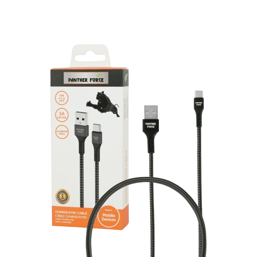 PF13- Panther Force 3A 1M Cable for Type-C - Extended Length for Convenient Charging and Syncing of Your Phone My Store