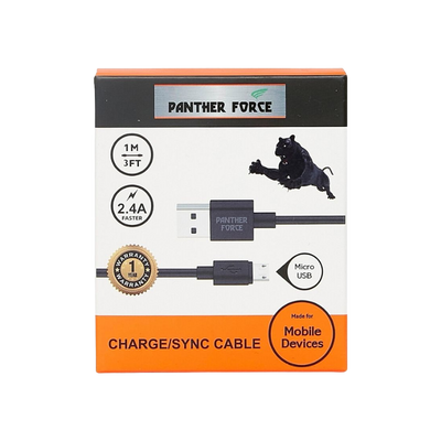 PF17-S- Panther Force Fast Charge/Sync - Fast Charging and Data Transfer for Micro USB Devices Panther Force