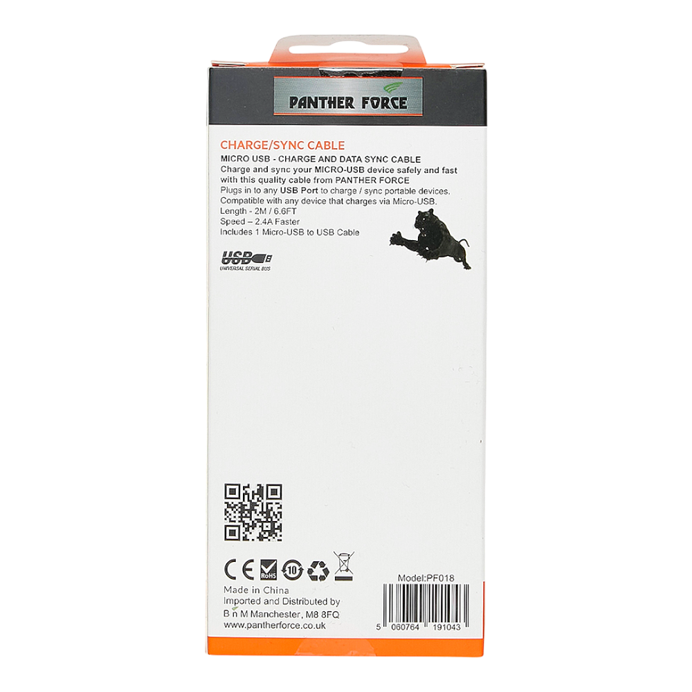 PF18- Panther Force 2M Cable for Micro - Seamless Connectivity, Uninterrupted Power Panther Force