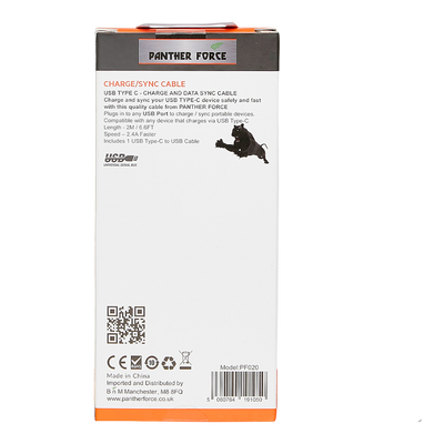 PF20- Panther Force 2M Cable for Type-C - Extended Length for Convenient Charging and Syncing of Your Phone - Funkifone