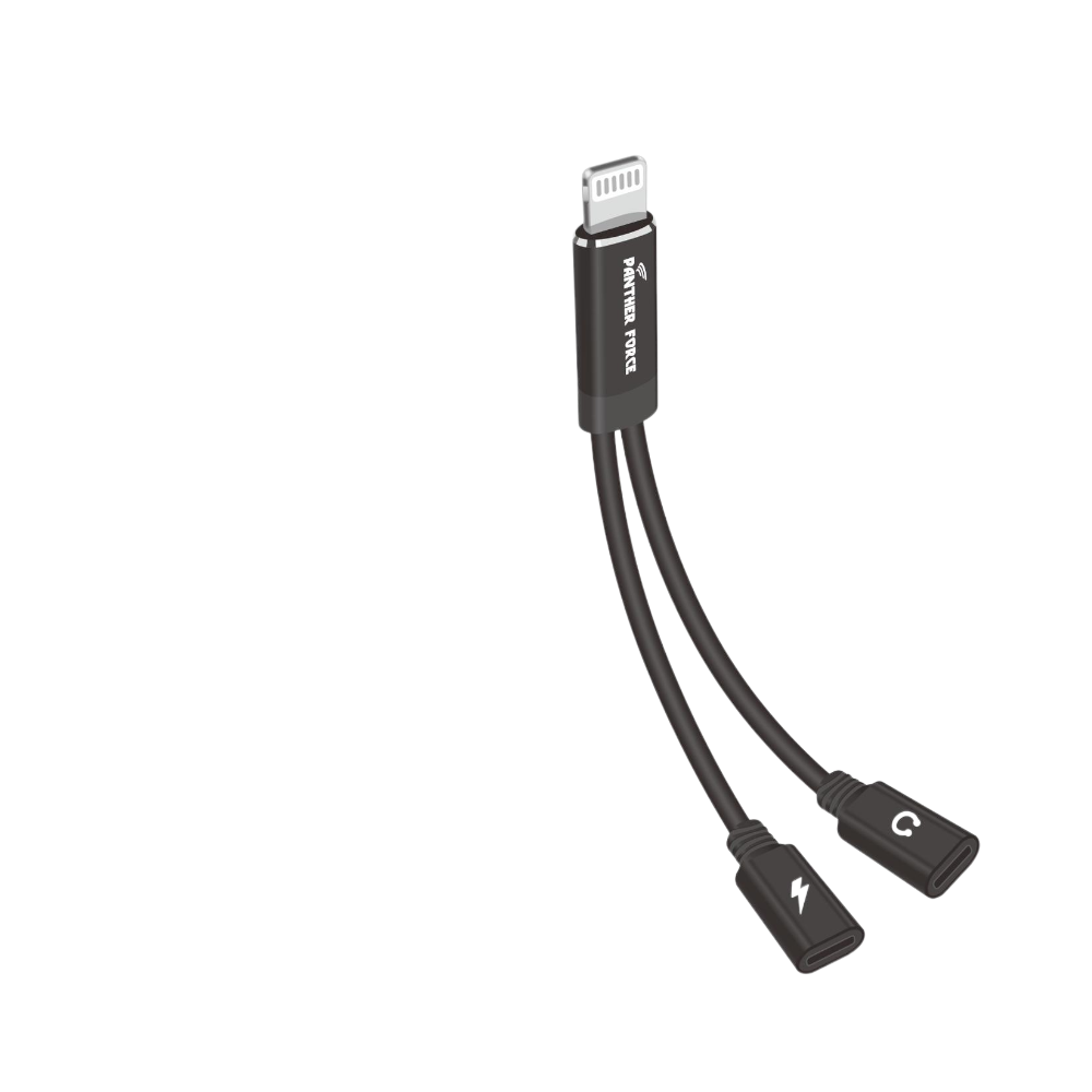 PF124- Panther Force iphone to 2 iphone Jack - Extended Length for Convenient Charging and Syncing of Your Phone Panther Force