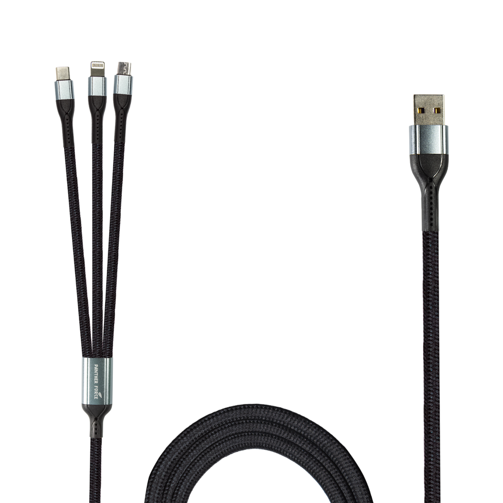 PF168- Panther Force 3 in 1 Cable - Seamless Connectivity, Uninterrupted Power Panther Force