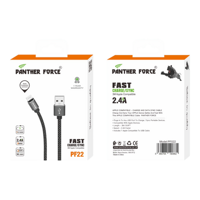 PF192- Panther Force C-C Cable Standard - Fast Charging and Data Transfer for Micro USB Devices Panther Force
