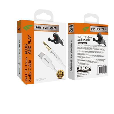 PF205- Panther Force Type-C AUX - Extended Length for Convenient Charging and Syncing of Your Phone Panther Force