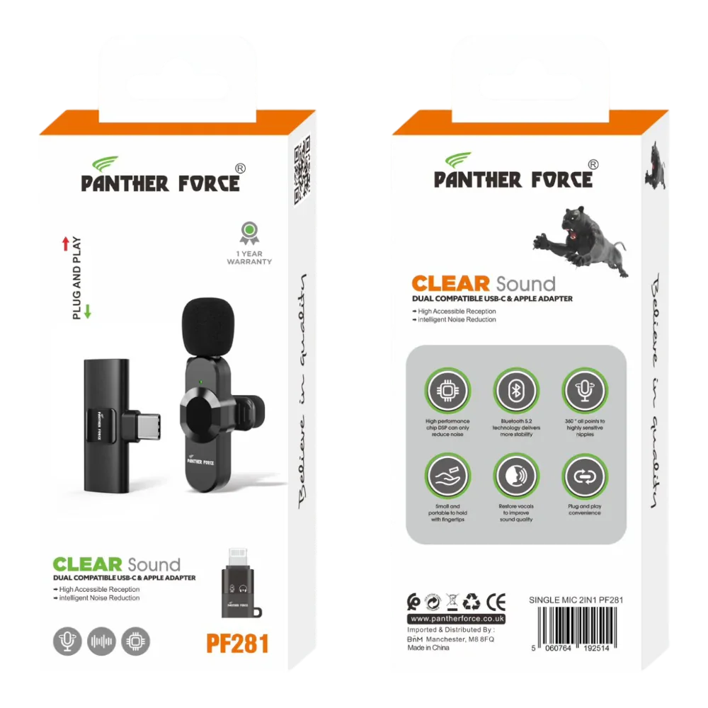 PF282 – Panther Force Clear Sound Dual-Compatible USB-C & Apple Adapter Panther Force
