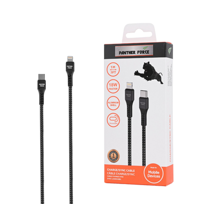 PF46- Panther Force 18W 1M Cable Type-C to iphone - Seamless Connectivity, Uninterrupted Power Panther Force
