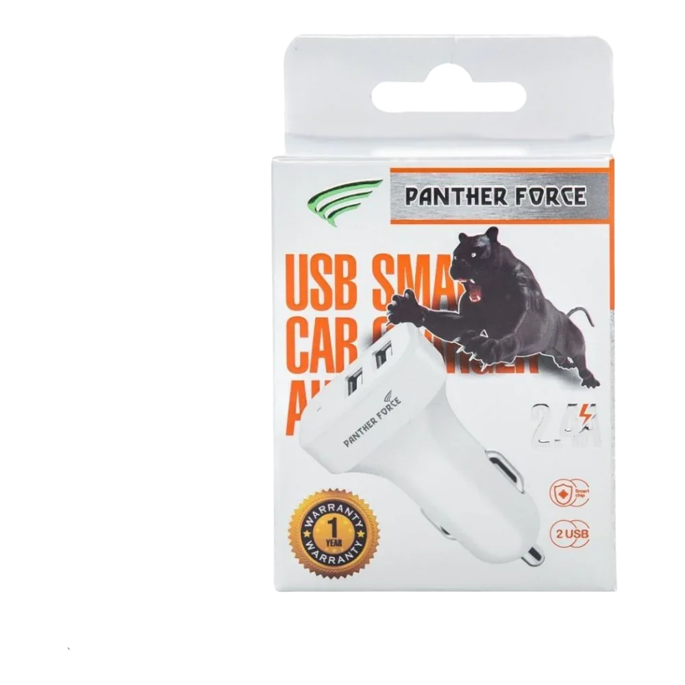Panther Force 2.4A White Dual USB Car Charger - PF71 Panther Force