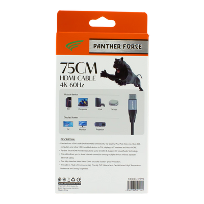 PF92- PANTHER FORCE 0.75M HDMI TO HDMI CABLE Panther Force
