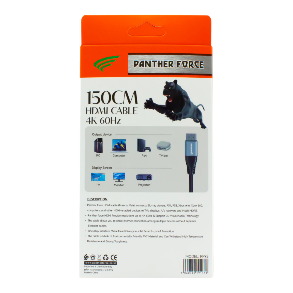 PF93- PANTHER FORCE 1.5M HDMI TO HDMI CABLE Panther Force