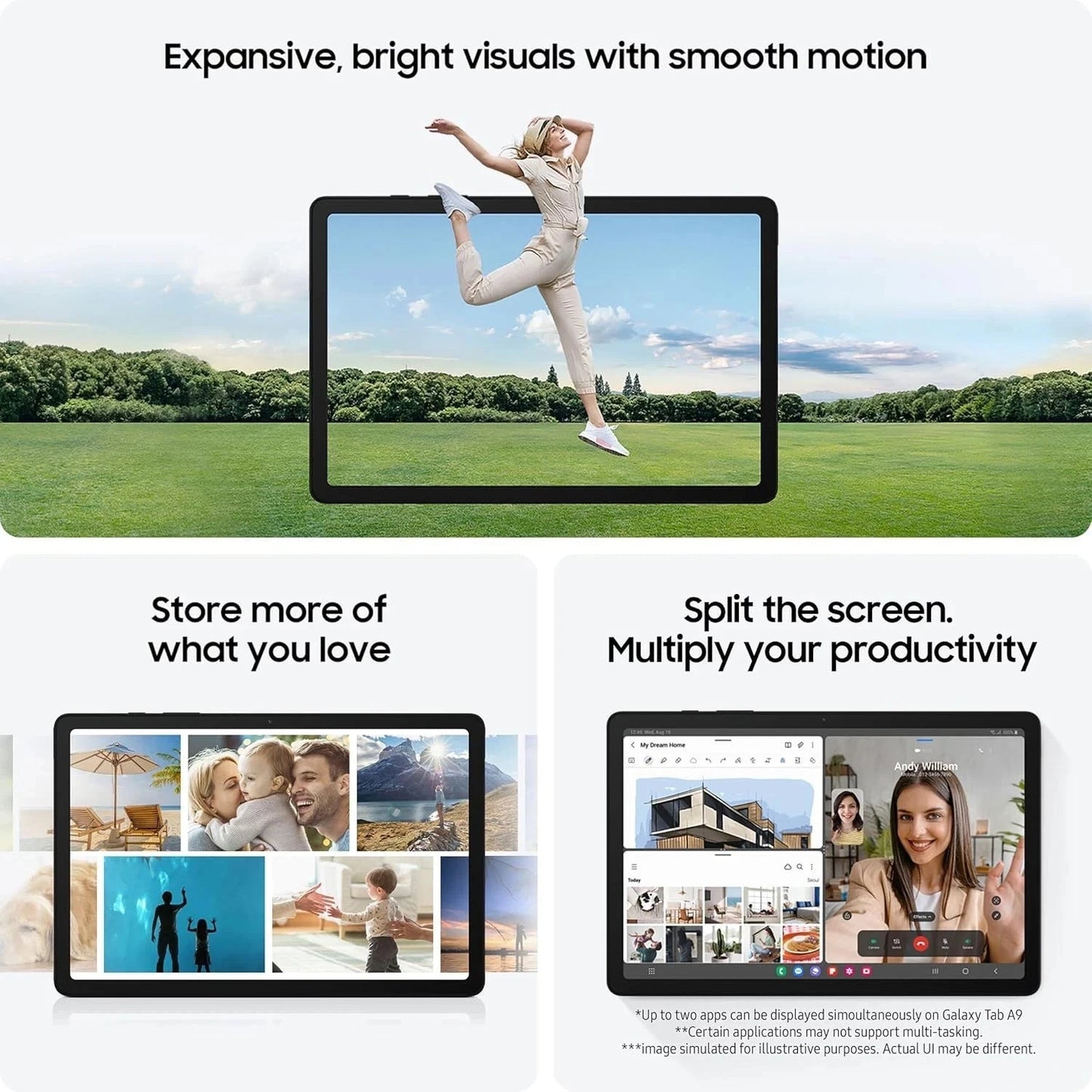 Samsung Galaxy Tab A9 8-inch Wi-Fi Tablet – 64GB, Silver (New)