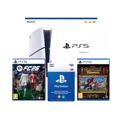 PlayStation 5 Disc Console - EA Sports FC 26, Harry Potter: Quidditch Champions Deluxe Edition & £50 Gift Card Bundle - 1TB (New) Sony