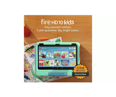 Amazon Fire HD 10 Kids (2023 Release) – 10.1" Tablet, 32GB, Green – Designed for Ages 3–7, (New) Amazon