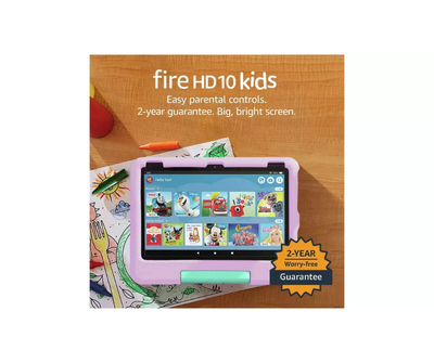 Amazon Fire HD 10 Kids (2023 Release) – 10.1" Tablet, 32GB, Pink – Designed for Ages 3–7, (New) Amazon