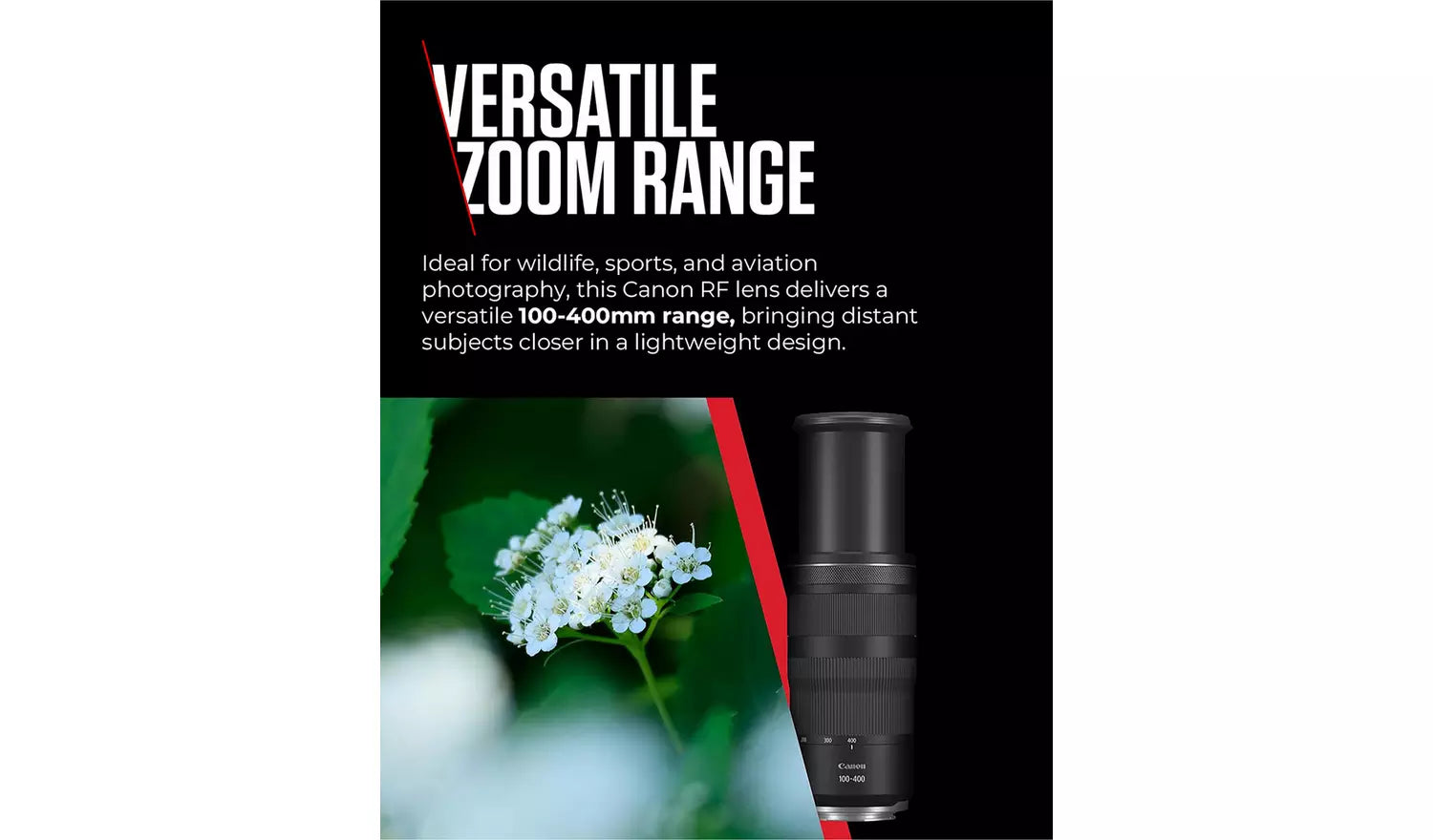 Canon RF 100-400mm f/5.6-8 IS USM Lens – Telephoto Zoom for Wildlife & Sports (New) Canon