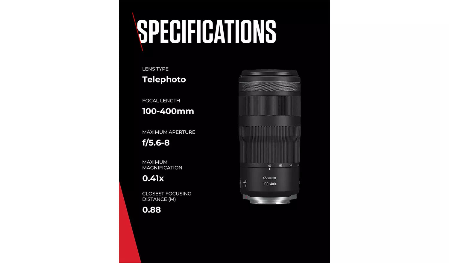 Canon RF 100-400mm f/5.6-8 IS USM Lens – Telephoto Zoom for Wildlife & Sports (New) Canon