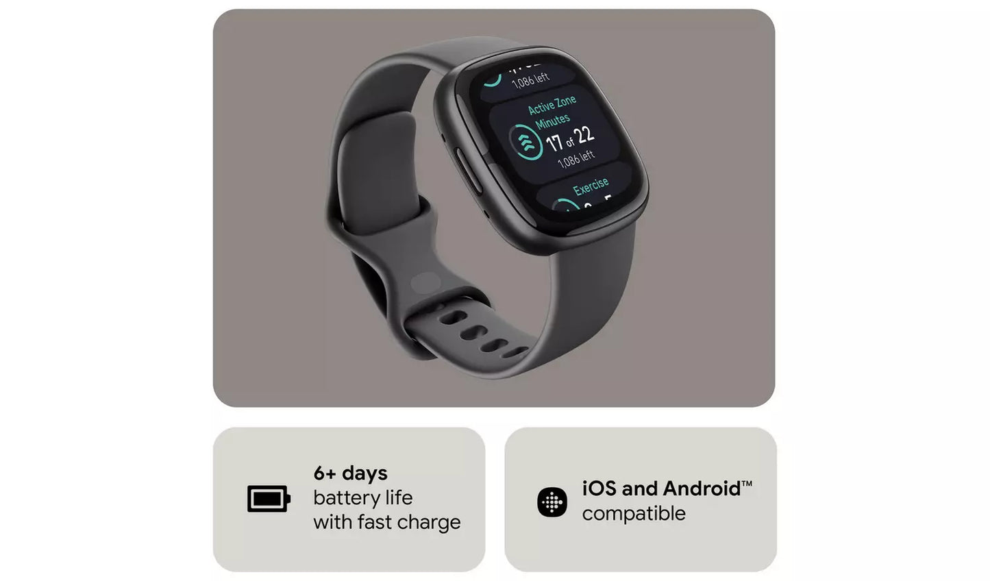 Fitbit Sense 2 Smart Watch – Lunar White/Platinum (New) Google