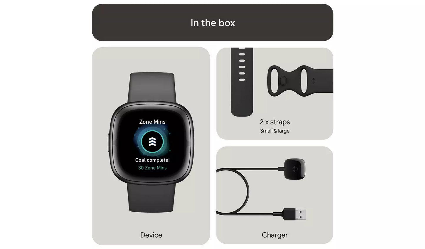 Fitbit Sense 2 Smart Watch – Lunar White/Platinum (New) Google