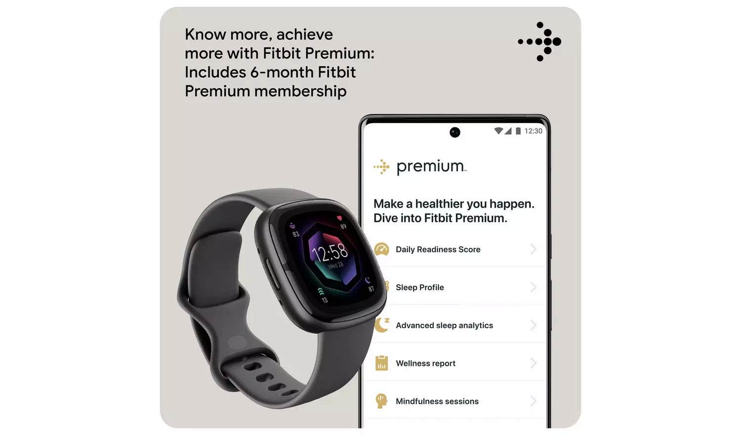 Fitbit Sense 2 Smart Watch – Lunar White/Platinum (New) Google