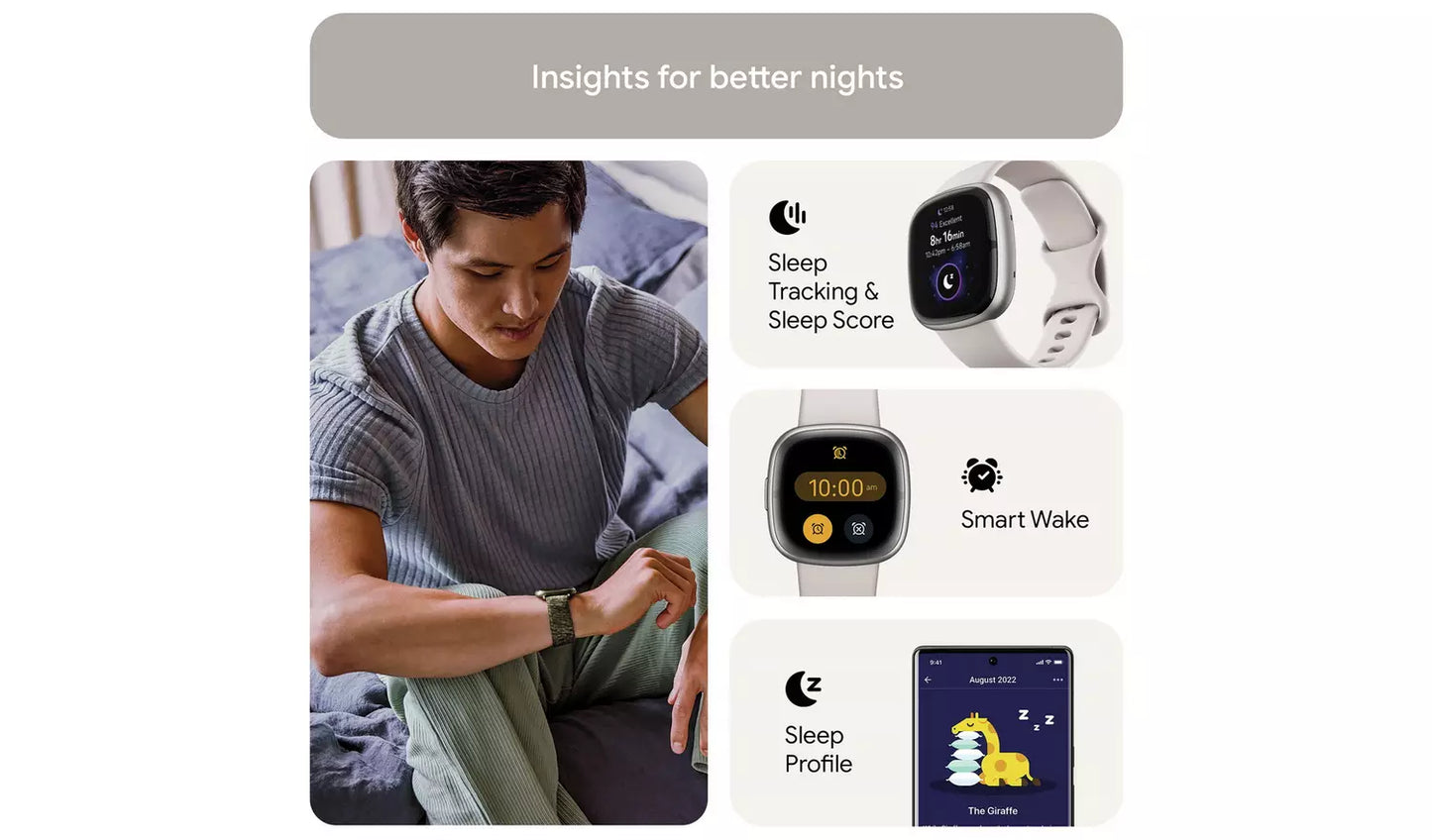 Fitbit Sense 2 Smart Watch – Lunar White/Platinum (New) Google