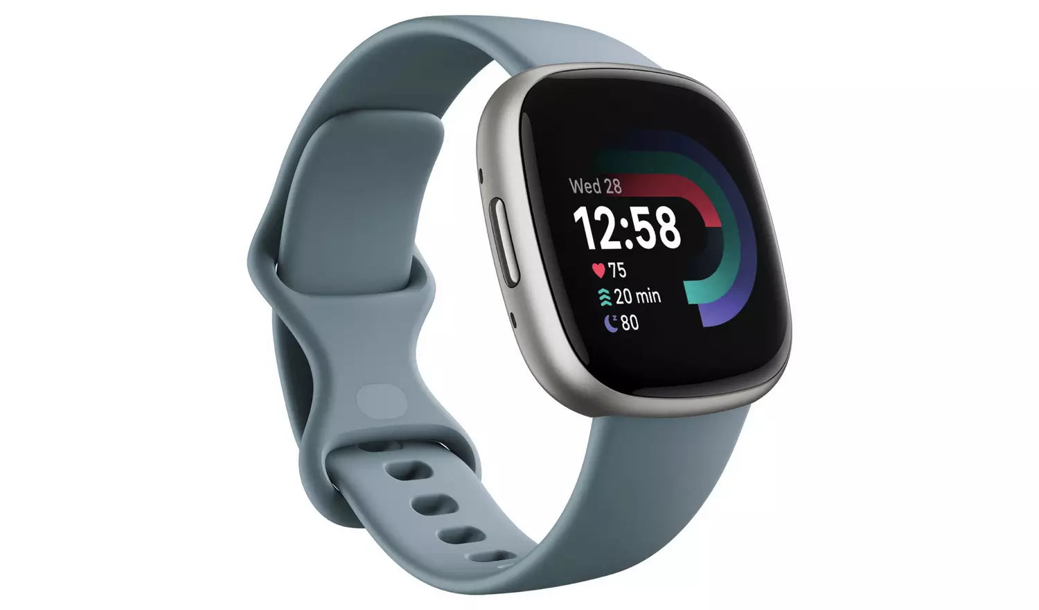 Fitbit Versa 4 Smart Watch – Waterfall Blue, Platinum (New) Google