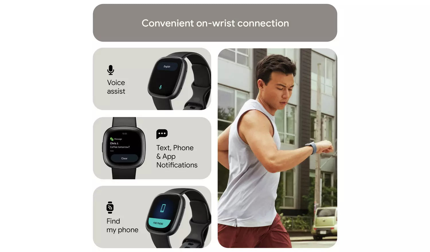 Fitbit Versa 4 Smart Watch – Black/Graphite (New) Google
