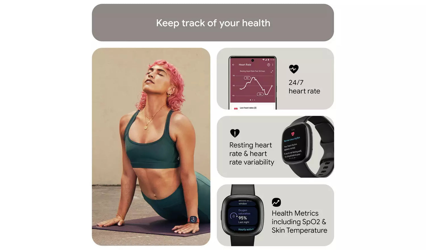 Fitbit Versa 4 Smart Watch – Black/Graphite (New) Google