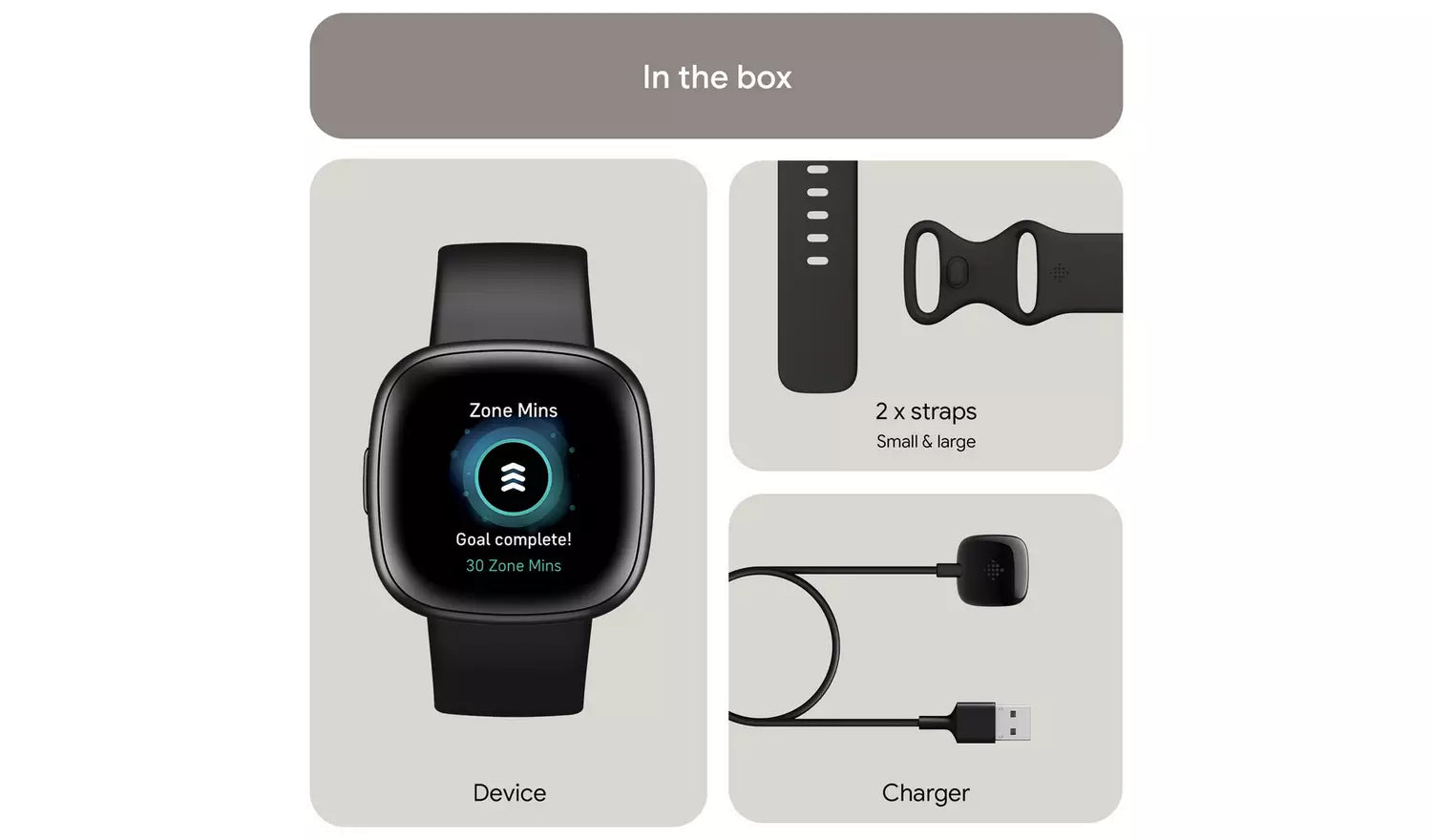 Fitbit Versa 4 Smart Watch – Black/Graphite (New) Google