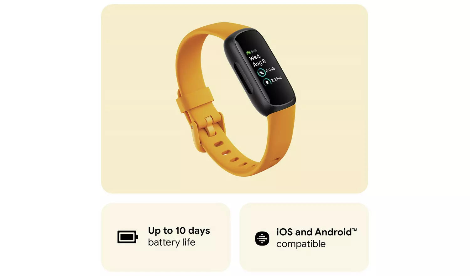 Fitbit Inspire 3 Fitness Tracker – Yellow (New) Google