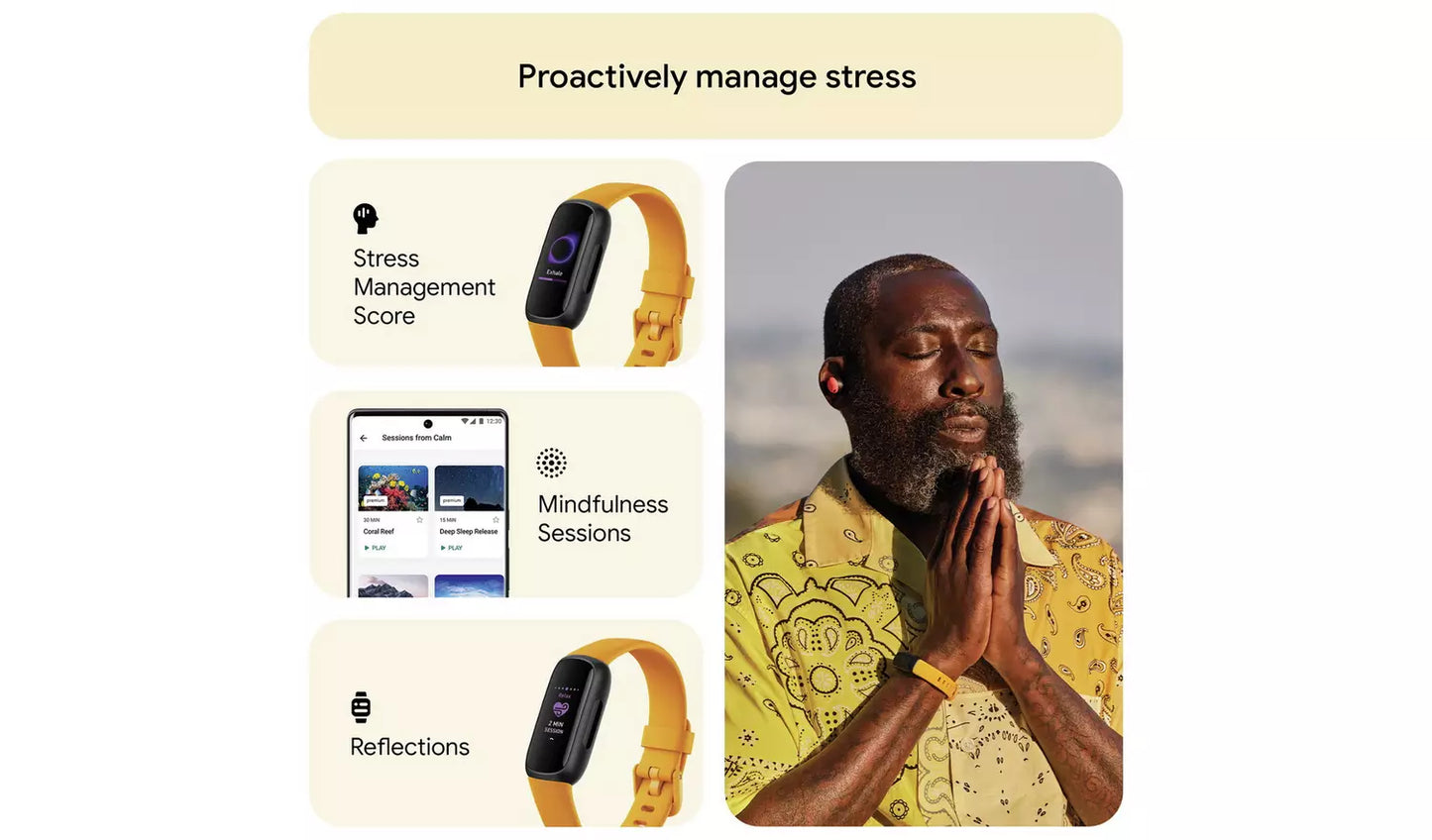 Fitbit Inspire 3 Fitness Tracker – Yellow (New) Google