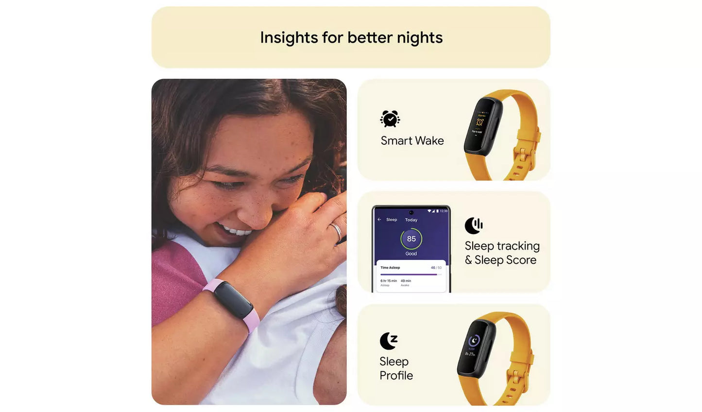 Fitbit Inspire 3 Fitness Tracker – Yellow (New) Google