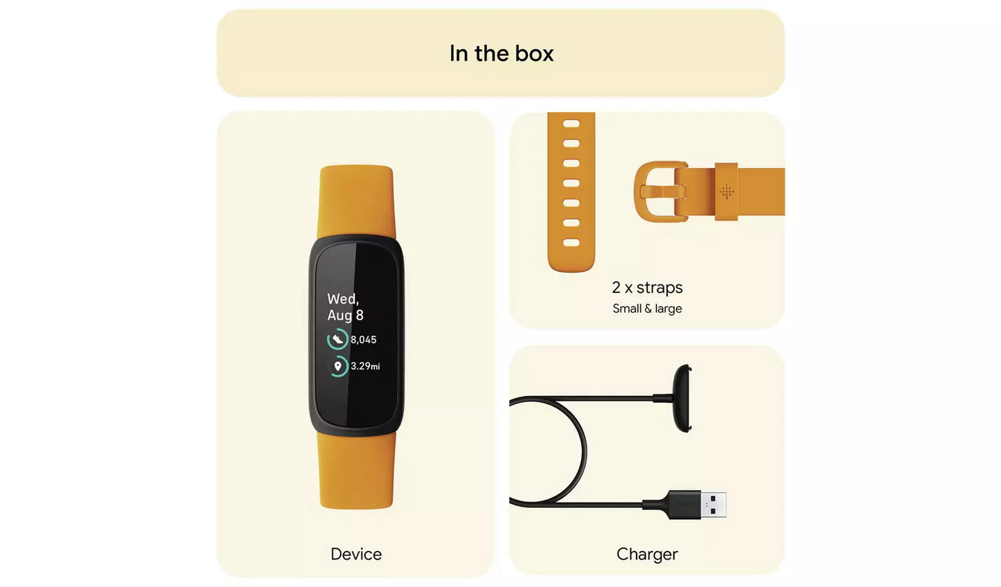 Fitbit Inspire 3 Fitness Tracker – Yellow (New) Google