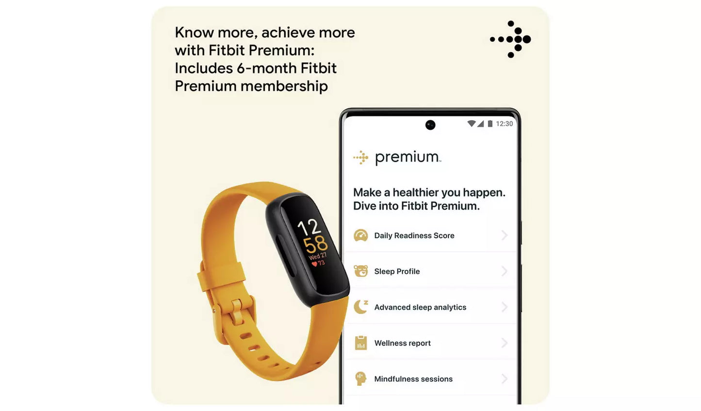 Fitbit Inspire 3 Fitness Tracker – Yellow (New) Google